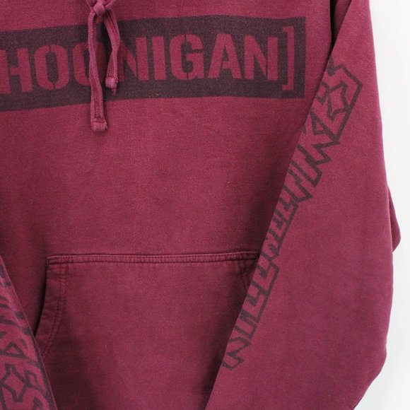 HOONIGAN Hoodie Sweatshirt Unisex Red Pullover Long Sleeve Big Graphic Medium - Picture 3 of 10